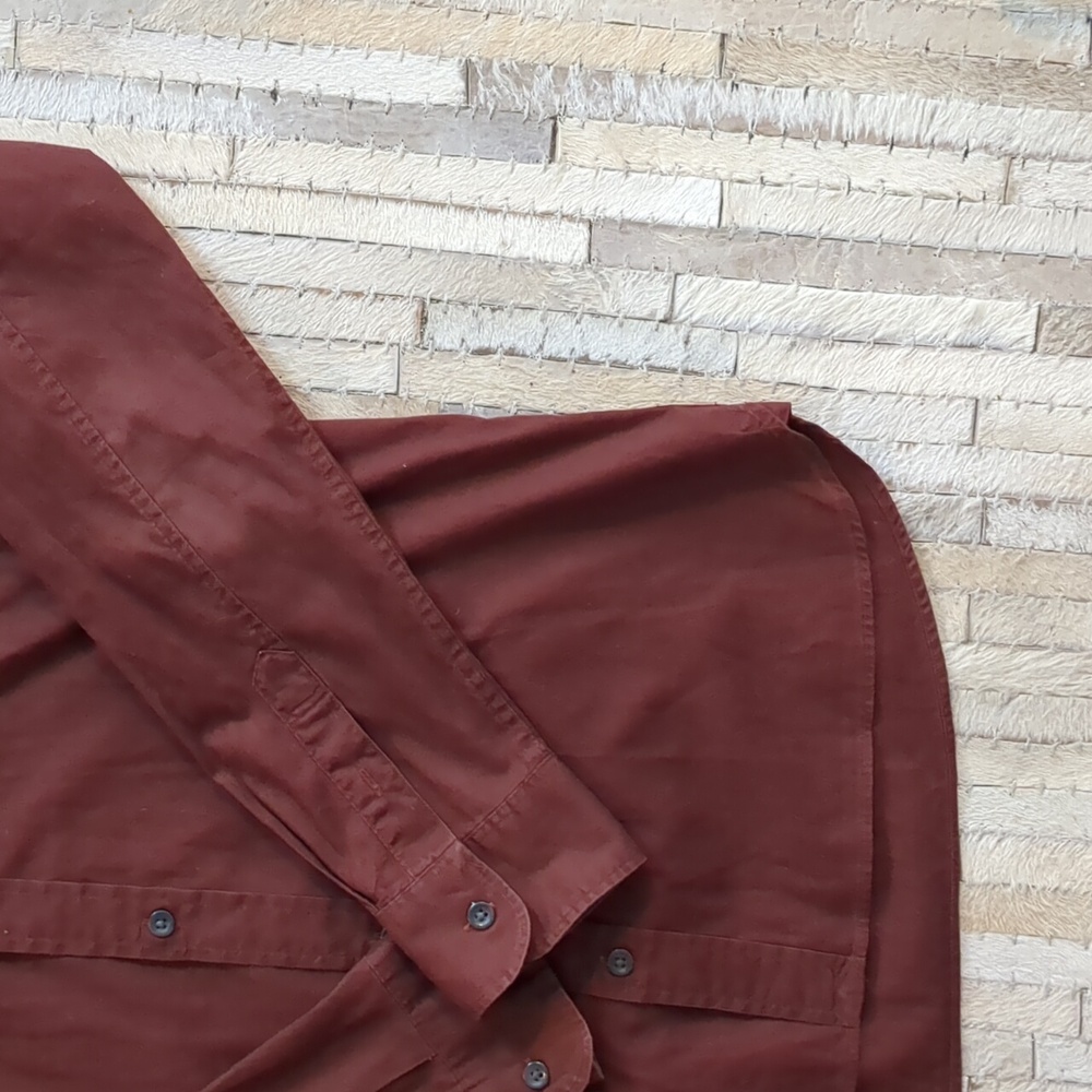 All‎ Saints 100% Cotton Maroon Ramskull Long Sleeve Button Down Shirt - Picture 6 of 9